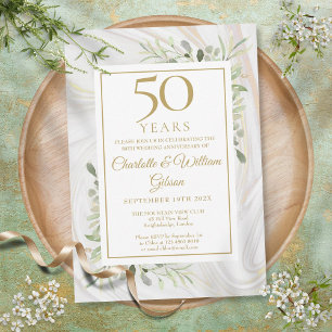 Invitation 50e anniversaire de mariage Rose Gold Marble Green