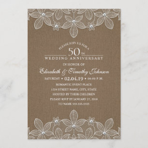 Invitation 50e anniversaire de Mariage Rustic Dark Burlap den