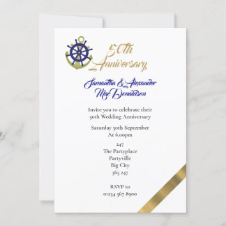 Invitation 50e anniversaire de mariage sur le thème du yachti
