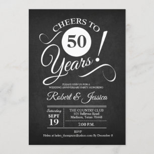Invitation 50e anniversaire de mariage - Tableau noir blanc