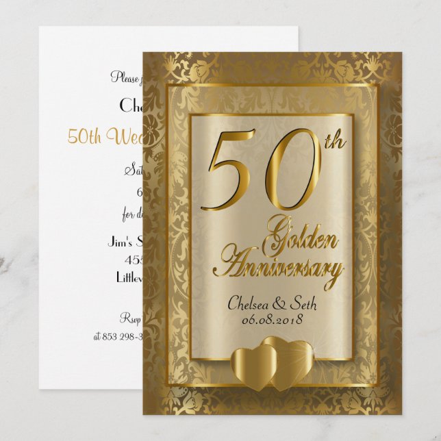 Invitation 50e anniversaire de mariage | Texte DIY (Devant / Derrière)