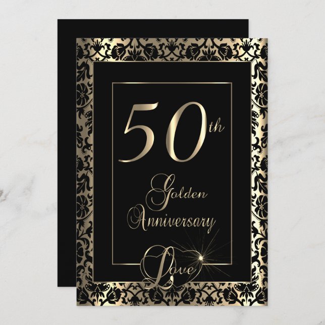 Invitation 50e anniversaire de mariage | Texte DIY (Devant / Derrière)