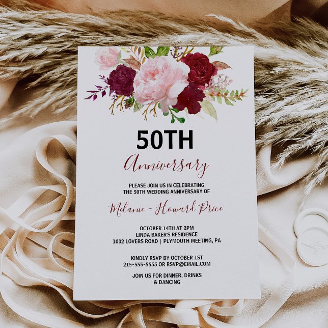 Invitation 50e anniversaire de mariage tropical et romantique (Créateur téléchargé)