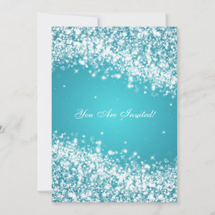 Invitation 50e Anniversaire de Mariage Vague Bleue Étincelant