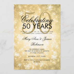 Invitation 50e anniversaire de mariage Winter Wonderland Or