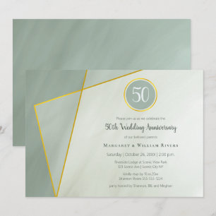 Invitation 50e anniversaire de naissance jade grisé encadré d