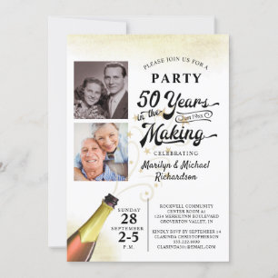 Invitation 50e anniversaire des années rétro dans la fabricat