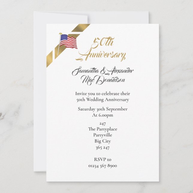 Invitation 50e anniversaire des mariages américains (Devant)