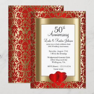 Invitation 50e anniversaire des Mariages d'or et de rouge  Te