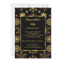 50e Anniversaire d'hiver Soirée Gold Black Invitat