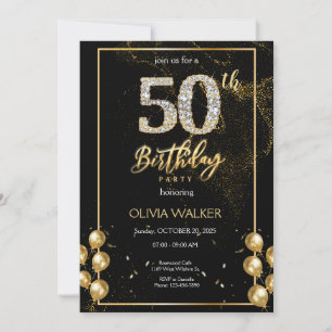 Invitation 50e Anniversaire Diamond Noir et Or