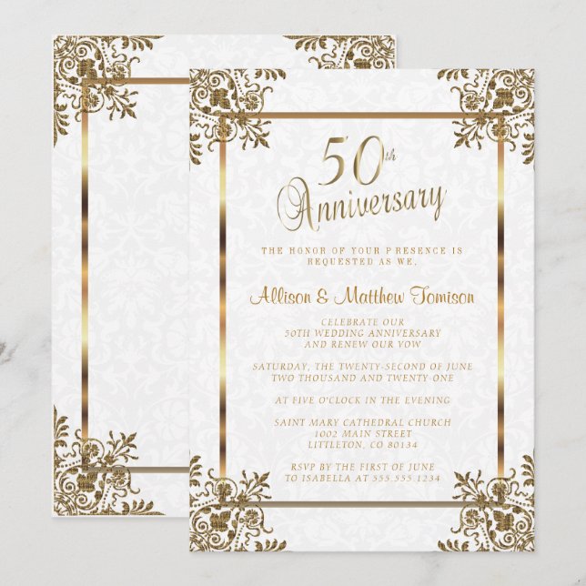 Invitation 50e anniversaire d'or (Devant / Derrière)