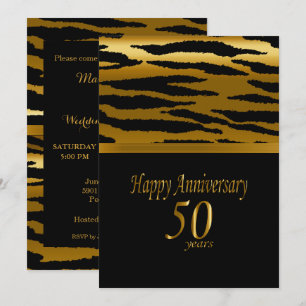 Invitation 50e anniversaire d'or - Motif zèbre