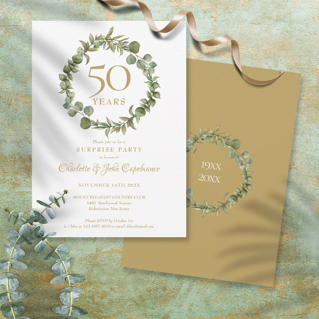 Invitation 50e anniversaire d'or Surprise Party Garland (Créateur téléchargé)
