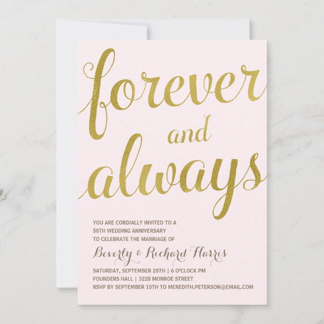 Invitation 50e anniversaire doré | Fête d'anniversaire de mar (Devant)