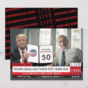 Invitation 50e anniversaire 🎙️ Drôle de Trump TV News Card