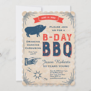Invitation 50e anniversaire du BBQ Party All American Rustic