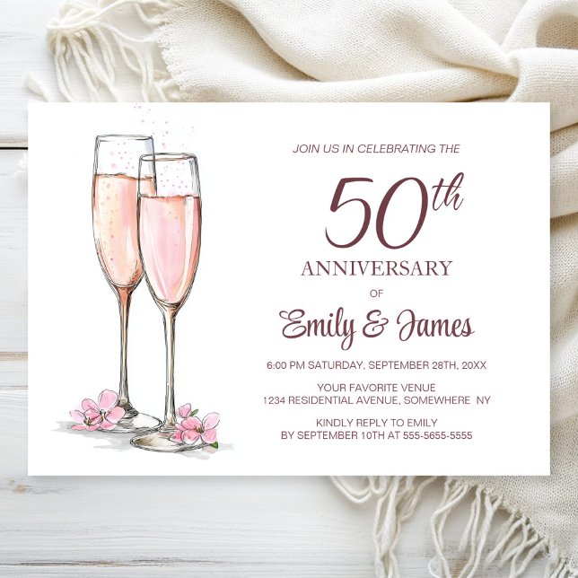 Invitation 50e anniversaire du Mariage Champagne (Créateur téléchargé)