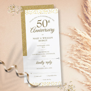 Invitation 50e anniversaire du Mariage Confetti Coeur RSVP