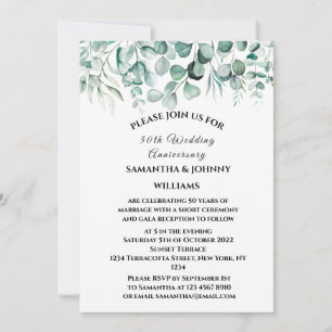 Invitation 50e anniversaire du Mariage Eucalyptus Botanical