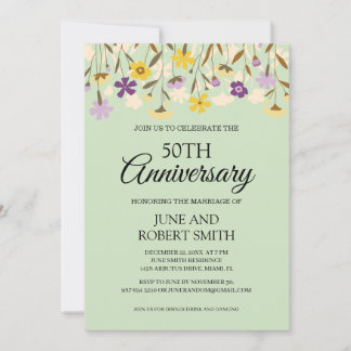 Invitation 50e anniversaire du mariage fleur sauvage