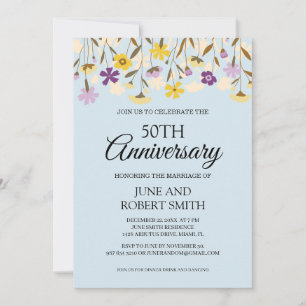 Invitation 50e anniversaire du mariage fleur sauvage