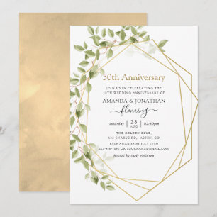 Invitation 50e anniversaire du Mariage géométrique de verdure