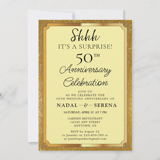 Invitation 50e anniversaire du Mariage surprise (Devant)