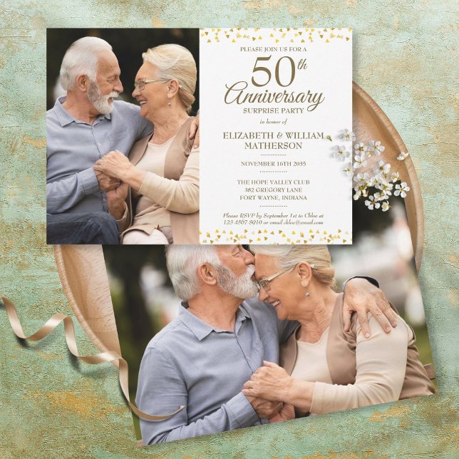 Invitation 50e anniversaire du Mariage Surprise Party 2 Photo (Créateur téléchargé)