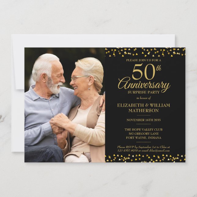 Invitation 50e anniversaire du Mariage Surprise Party 2 Photo (Devant)