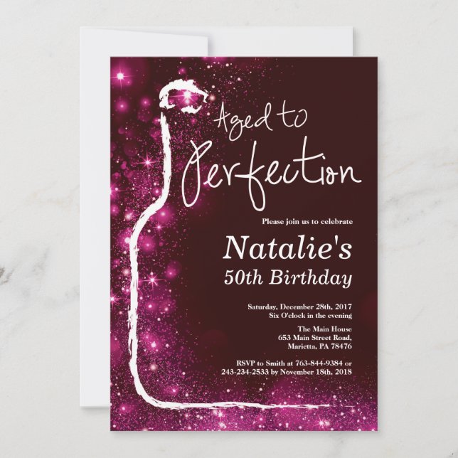 Invitation 50e Anniversaire du vin à la perfection Parties sc (Devant)