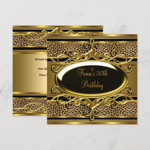 Invitation 50e anniversaire Elegant Classy Gold Noir