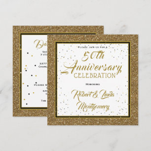 Invitation 50e Anniversaire Élégant Or