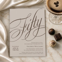50e Anniversaire Élégante Calligraphie Taupe Espre