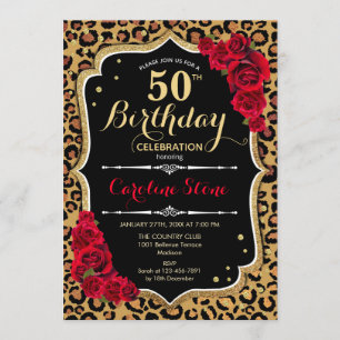 Invitation 50e anniversaire - Empreinte de léopard de Red Ros
