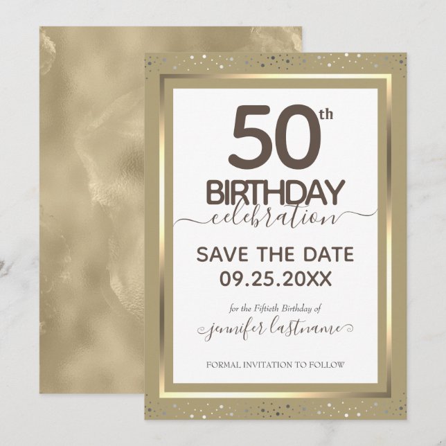 Invitation 50e anniversaire Enregistrer la date (Devant / Derrière)