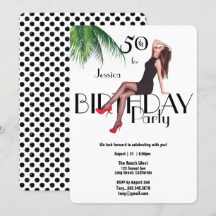 Invitation 50e anniversaire Fashion Fashion Girl Palm Feuille