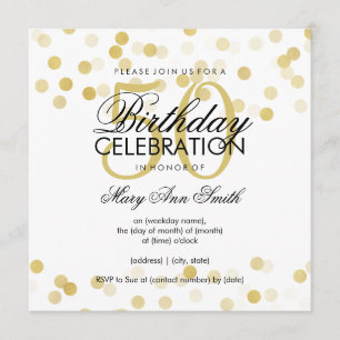 Invitation 50e anniversaire Faux Gold Foil Parties scintillan