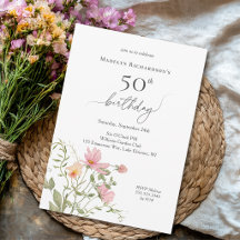 50e anniversaire Féminin Aquarelle Fleur sauvage