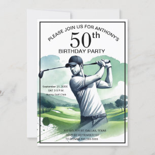 Invitation 50e Anniversaire Fête Golfer Sports Par Adult Golf