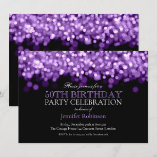 Invitation 50e anniversaire Glam Purple Lights