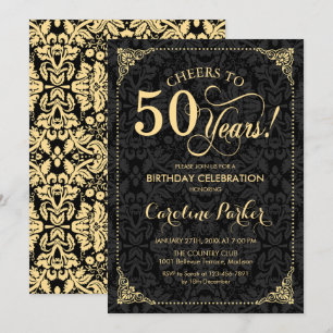 Invitation 50e anniversaire - Gold Black Damask