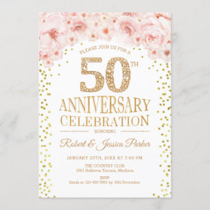 Invitation 50e anniversaire - Gold blanc