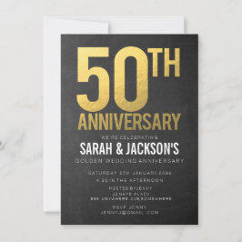 Invitation 50e anniversaire Gold Chalkboard Party