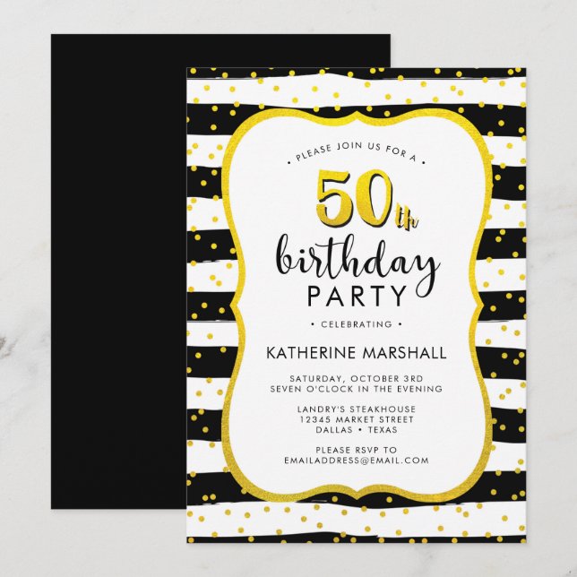 Invitation 50e anniversaire Gold et Black (Devant / Derrière)