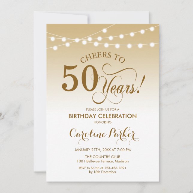 Invitation 50e anniversaire - Gold White (Devant)