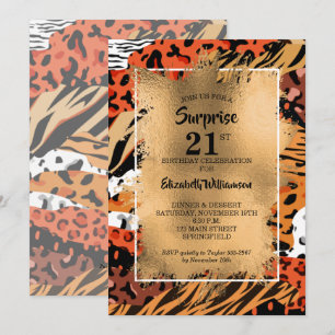 Invitation 50e anniversaire Gold Wild Poster de animal