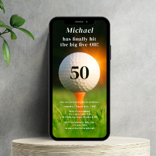 Invitation 50e Anniversaire Golf adulte Cinquante Photo QR Co