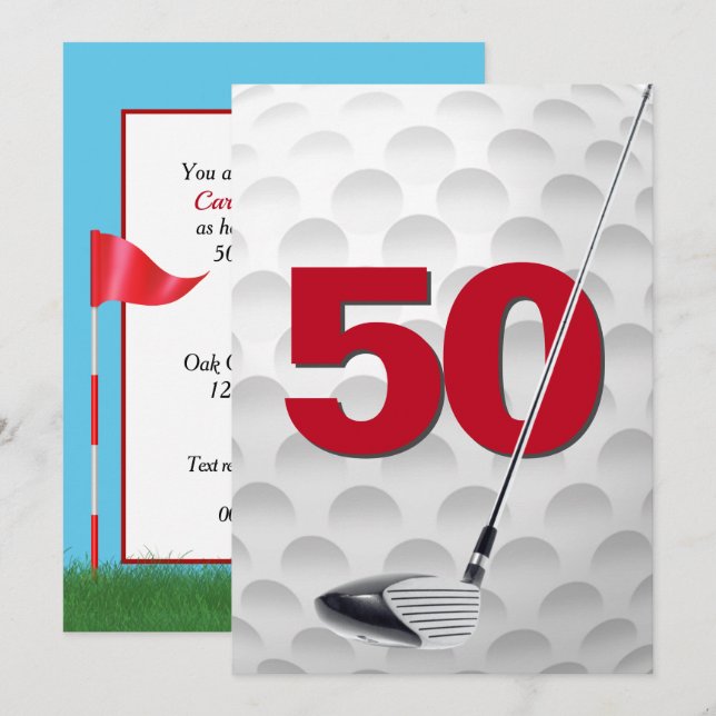 Invitation 50e anniversaire Golf Theme Party (Devant / Derrière)