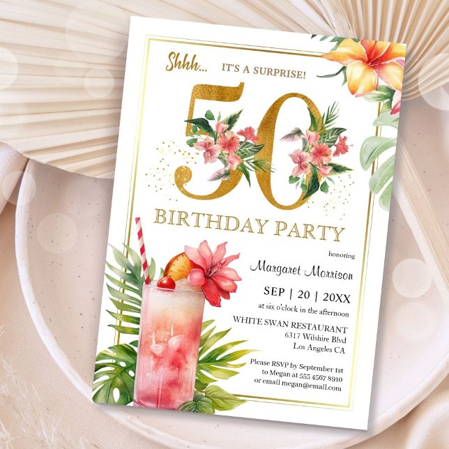 Invitation 50e anniversaire Hawaiian Tropical Cocktail Party (Créateur téléchargé)